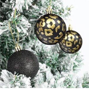 Black and Gold Leopard 
Holiday Ornaments
